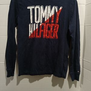 Boys Tommy Hilfiger Navy Long Sleeve T Shirt Size Large (12-14)